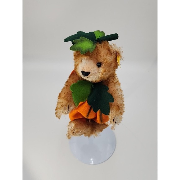 Vintage Steiff brown 9" Bear in a pumpkin costume 028472 - Picture 2 of 9